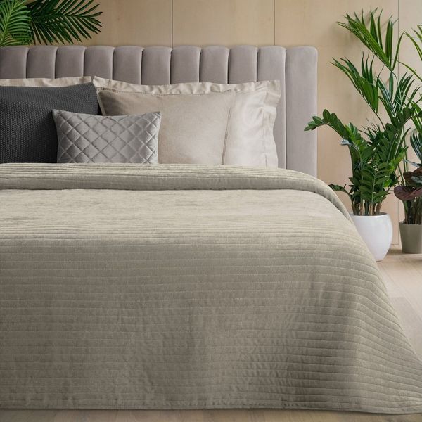 Eurofirany Tagesdecke GLORY – klassische Eleganz im modernen Stil, Gesteppter Überwurf, für Doppelbett, Streifenmuster, minimalistisch