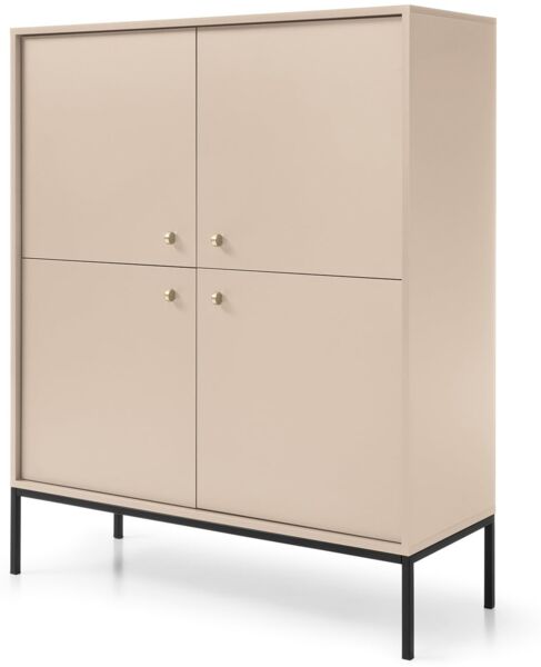 Selsey Monne Highboard Hochkommode, Beige im Vintage Look