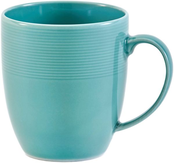 van Well Becher Kaffeebecher Jive, 400 ml, 6 Stück, 6-tlg, Porzellan, dezentes Spiraldekor, spülmaschinen-und mikrowellengeeignet