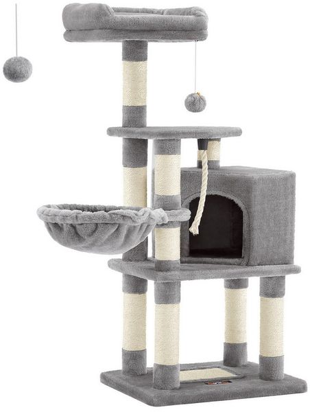 FEANDREA Kratzbaum Katzenkratzbaum, mit Plattform, Höhle, Kratzbrett und Plüschball