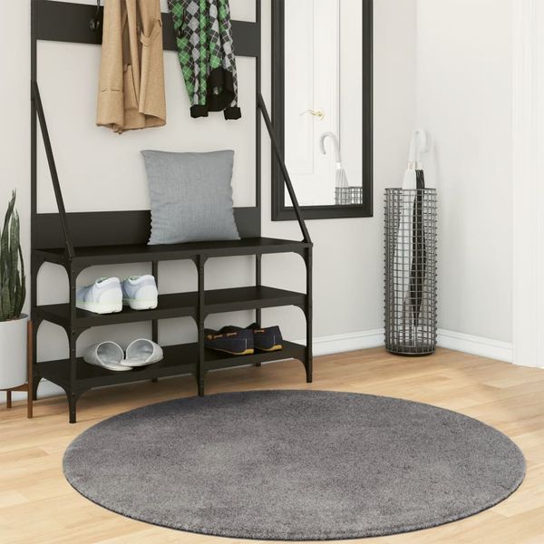 vidaXL Teppich HUARTE Kurzflor Weich und Waschbar Anthrazit Ø 120 cm 375010