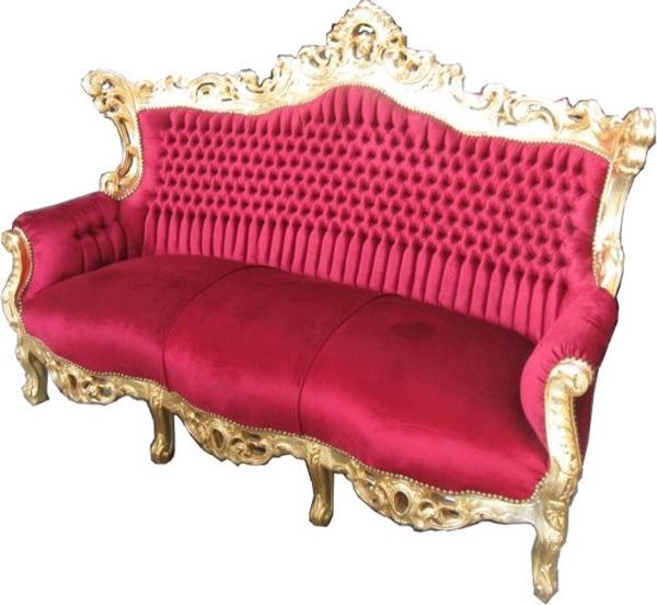 Casa Padrino Barock Sofa Master Bordeaux Rot / Gold - Barockmöbel