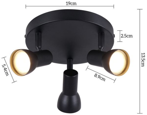 Nettlife Deckenstrahler Schwarz Innen GU10 Deckenleuchte 1/2/3 Flammig Flur Modern Metall, Schwenkbar 350°, LED wechselbar, Deckenspots für Schlafzimmer Wohnzimmer Küche Bild 3