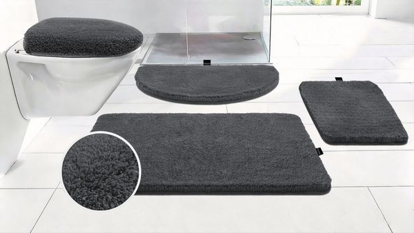 Bruno Banani Badematte Lana, Badvorleger, Badezimmer Teppich, Höhe 25 mm, rutschhemmend beschichtet, schnell trocknend, strapazierfähig, fußbodenheizungsgeeignet, Polyacryl, halbrund, Badteppich, Badematten, unifarben, auch als 3 teiliges Set & rund