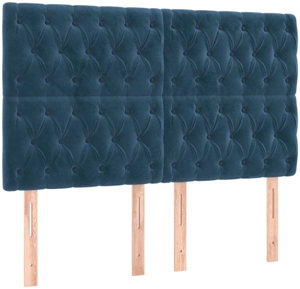 vidaXL Boxspringbett mit Matratze & LED Dunkelblau 140x200 cm Samt 3136309 Bild 7