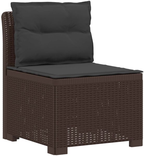vidaXL 1-Sitzer Garten-Sofa mit Kissen Rattan-Look PP Braun 8011801