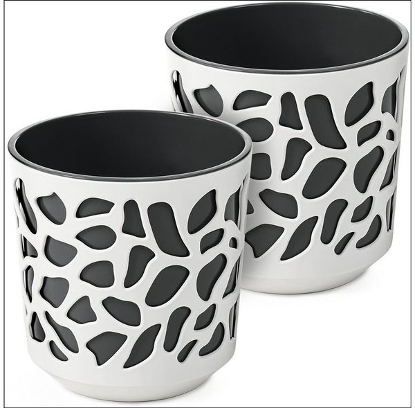 KONZEPT Blumentopf großer Übertopf aus Kunststoff für Zimmerpflanzen (2 St, 19 oder 25 cm im Durchmesser), ideal für Wohnzimmer, Küche und Balkon