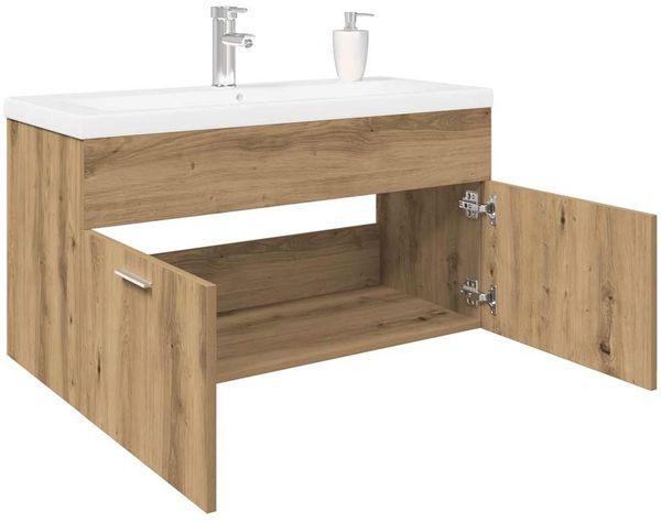 vidaXL Waschbeckenunterschrank mit Einbaubecken Artisan-Eiche 3328910