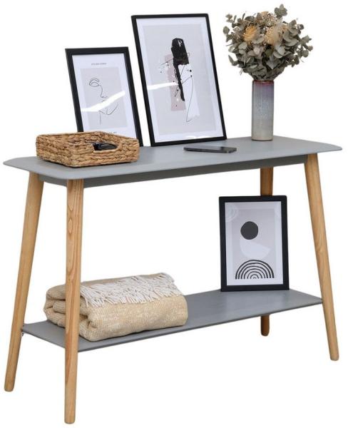 Terra Home Konsolentisch Liv, 110x40x75 cm, skandinavische Konsole, Ablagetisch, Grau