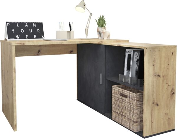FMD Möbel - VALLEY - Schreibtisch - melaminharzbeschichtete Spanplatte - Artisan Oak Nb/ Matera - 118 x 75 x 124,5cm