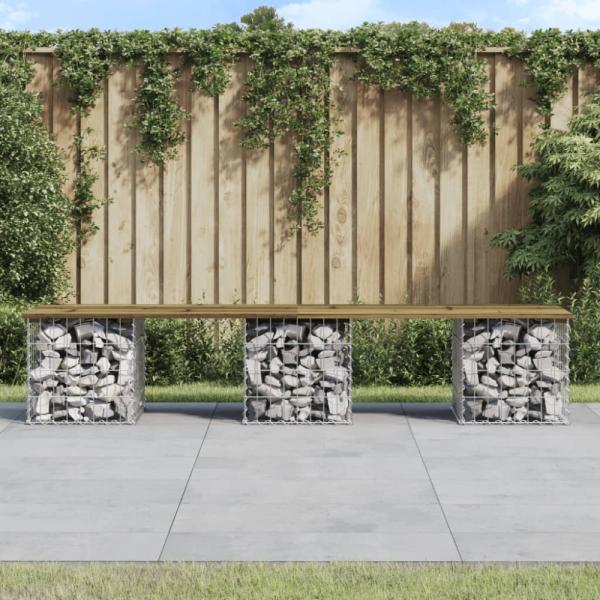 vidaXL Gartenbank aus Gabionen 203x44x42 cm Kiefernholz Imprägniert 834343