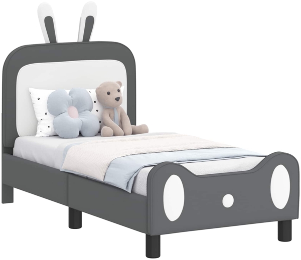 vidaXL Kinderbettgestell mit Kopfteil Hellgrau 70x140 cm PU 42011086