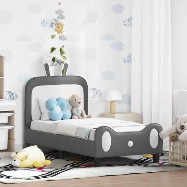 vidaXL Kinderbettgestell mit Kopfteil Hellgrau 70 x 140 cm PU 42011086