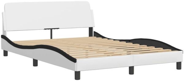 Einzelbettgestell Design für Erwachsene ohne Matratze Weiß und Schwarz 120x200 cm Kunstleder d5155e Bild 4