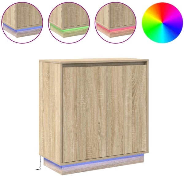 vidaXL LED-Sideboard Sonoma-Eiche 71 x 34,5 x 75 cm Holzwerkstoff 869644