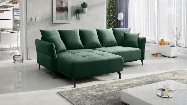 Ecksofa Schlafsofa Sofa SADIE Stoff Element Dunkelgrün Ottomane Links