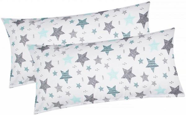 Heubergshop Kissenbezug, (2 Stück), 2er Set 40x80cm Sterne Kreise Punkte in 100% Baumwolle (560/1-40x80)