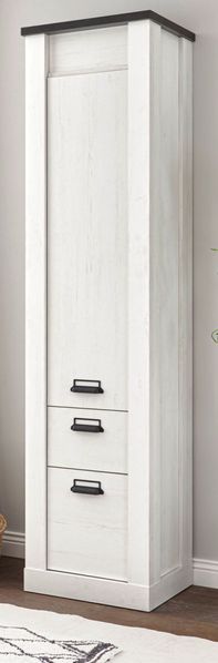 Badezimmer Hochschrank Stove in weiß Pinie und anthrazit Landhaus 51 x 201 cm