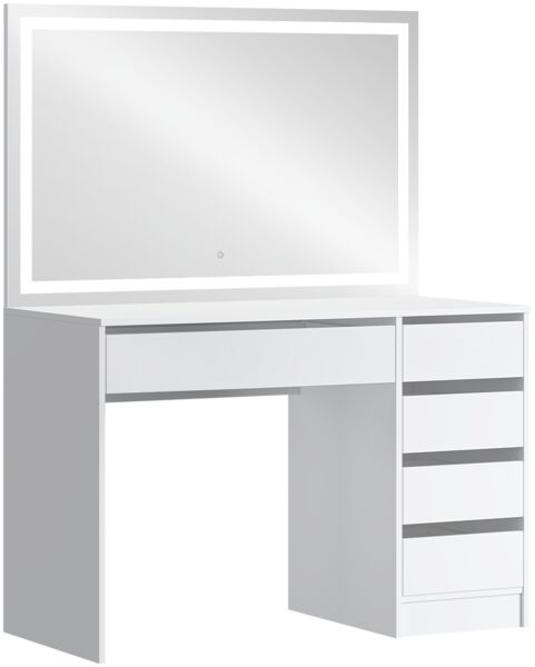 Bellamio 'Nore' Schminktisch mit Spiegel, mit 5 Schubladen, beidseitig montierbar, weiß, 77x53x110 cm, LED-Beleuchtung mit mit 3 einstellbaren Lichtfarben Bild 10