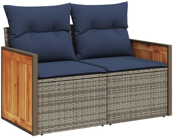 vidaXL 9-teiliges Gartensofa-Set mit Kissen, grau, Polyrattan 3228056 Bild 4