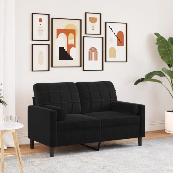 vidaXL 2-Sitzer-Sofa mit Zierkissen Schwarz 120 cm Samt 3278214