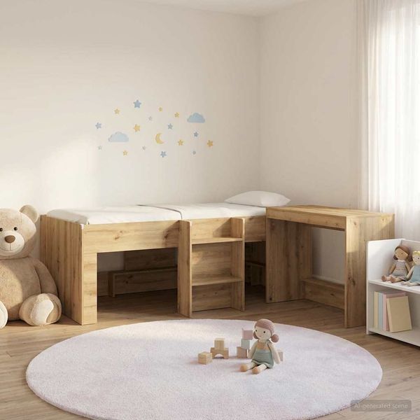 vidaXL Bettgestell mit Schreibtisch 2 Stk. Artisan-Eiche Holzwerkstoff 3423453