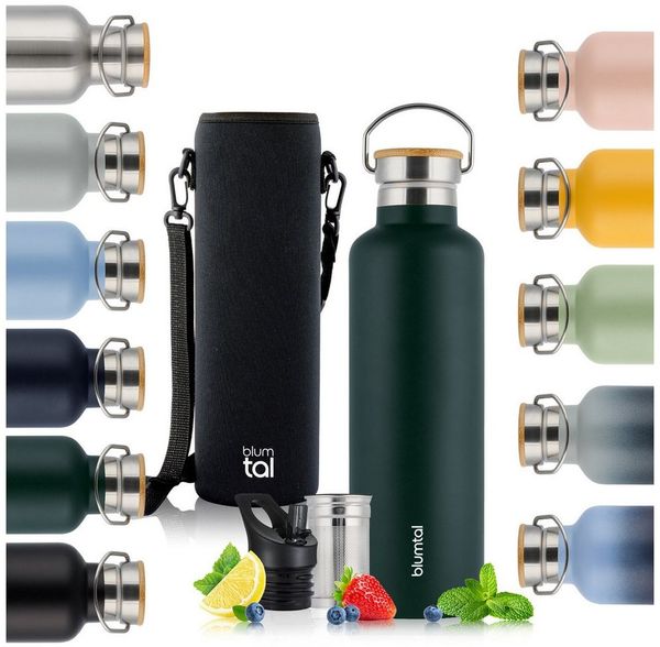 Blumtal Thermoflasche Thermosflasche 1L - doppelwandige Flasche Edelstahl 1L - BPA frei