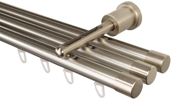 iso-design Gardinenstange iso-design Innenlaufstange 1, 2 oder 3 läufig variabler Wandabstand, Ø 20 mm, 3-läufig, Wandmontage, geschraubt, Aluminium, Variabler Wandabstand