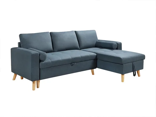 Vente-unique - KORI Sofa Stoff Blau - B 146 cm x H 88 cm x L 225 cm