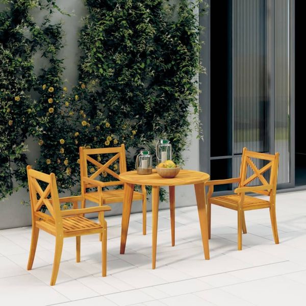 vidaXL Garten-Essstühle 3 Stk. Massivholz Akazie 310306