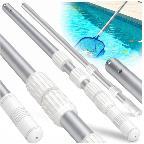 KESSER® Pool Teleskopstange Aluminium Poolstange | Stange zur Poolreinigung 3-teilig | einstellbar von 1,20m bis 3,60m | Witterungsbeständig und Stabil Silber