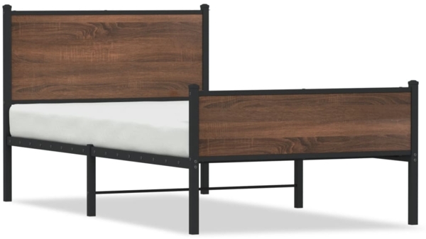 vidaXL Metallbett ohne Matratze Eichen-Optik 100x190 cm 4007952