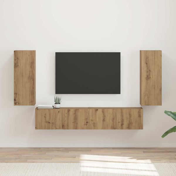 TV-Wandregal Wandmontiert 4 pcs Artisan-Eiche Holzwerkstoff