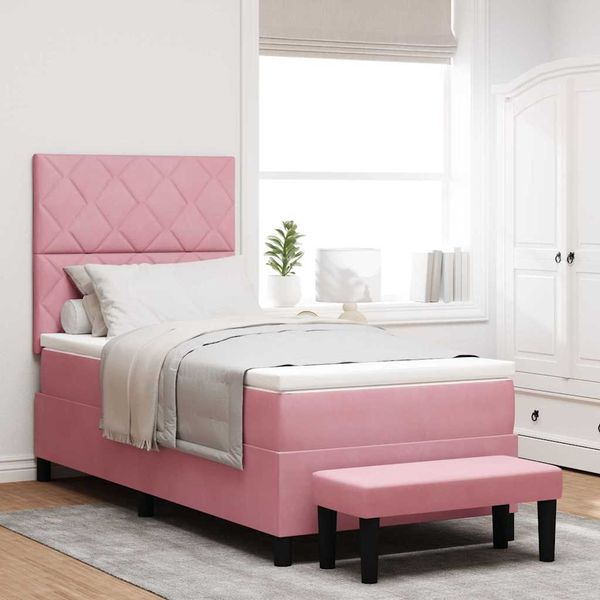 vidaXL Boxspringbett mit Kopfteil Rosa 200 x 90 cm Samt 3344557