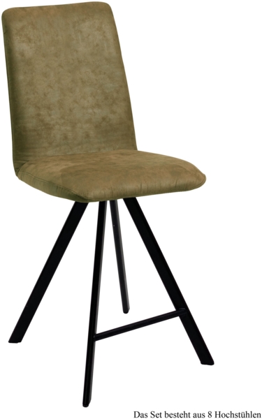 Thekenstuhl drehbar (8er-Set) Desirae 47x109x60 Schwarz/Olivgrün