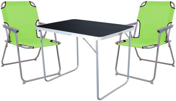 3-tlg Camping Set Gartenmöbel Campingtisch + 2 Campingstuhl Klappstuhl