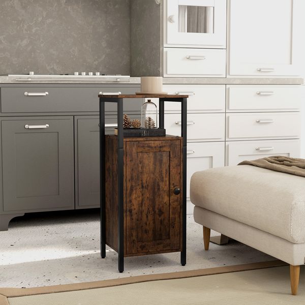 Beistelltisch B 34 x T 30 x H 80 cm mit Stauraum, verstellbarem Innenregal und Stahlgestell