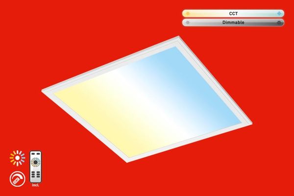 Briloner Leuchten - LED Panel, Deckenleuchte Dimmbar, Deckenlampe inkl. Fernbedienung, inkl. Farbtemperatursteuerung, 24 Watt, 2. 400 Lumen, Weiß, 45x45 cm