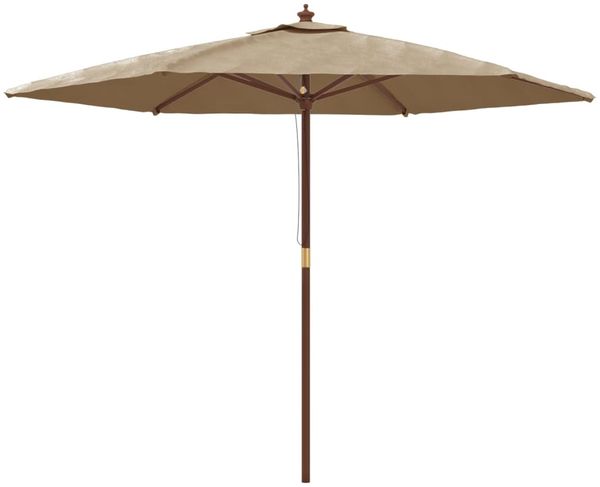 Sonnenschirm, Terrassenschirm mit Holzmast Taupe 299x240 cm