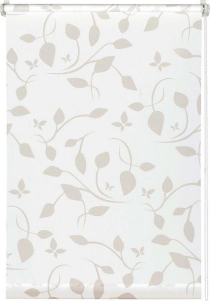 Gardinia EasyFix Rollo mit Blättern weiß beige 120 x 150 cm