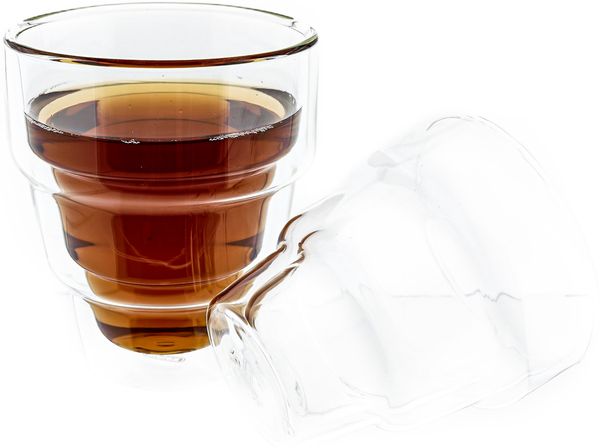 Mulex Gläser-Set Dopplewandglas Hitzebeständig für Säfte, Tee, Kaffee - 250 ml 8 Teilig