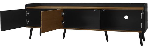 TV-Schrank 160 x 39 x 49,5 cm mit 3 Türen, MDF und Spanplatte in Schwarz/Natur Bild 9
