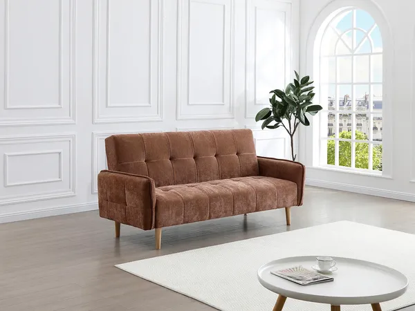 Vente-unique - SONIATA Sofa Stoff Braun - B 92 cm x H 92 cm x L 208 cm