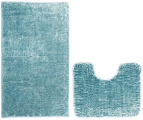 Restilo Badematte Badematte Badteppich Badvorleger Duschvorleger WC Vorleger rutschfest, rutschhemmend beschichtet, Set, Polyester, Rechteckig, Matte + WC Vorleger, BxL 50x80 cm und BxL 40x50 cm