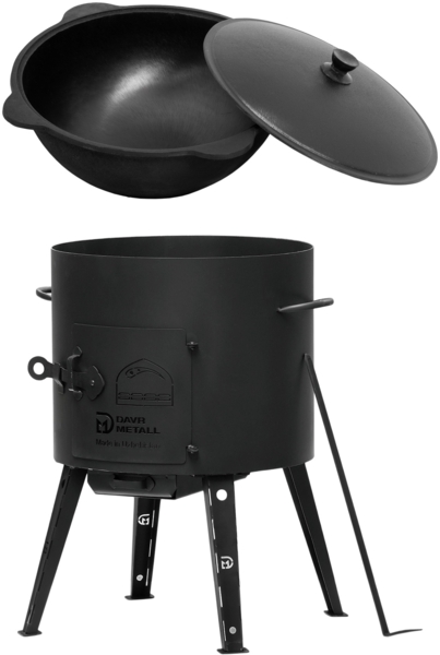 Ø36 Uchag 2mm stahl Utschak Campingofen 10L Kazan Eben Kasan Feuerstelle Feldküche Außenküche Eintopfofen Gulaschkanone