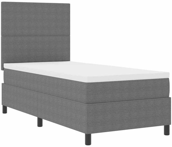 vidaXL Boxspringbett Hellgrau und Weiß 100 x 200 cm Cordstoff 3337543