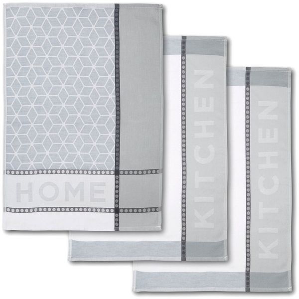 Dyckhoff Geschirrtuch HOME & KITCHEN, Maße je Tuch ca. 50x70 cm, aus 100% Baumwolle, (Set, 3-tlg), mit zwei verschiedenen Motiven