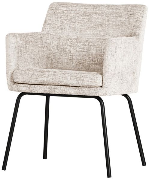 Basiclabel Esszimmerstuhl Kam aus grobem Samt, Weiß, 59 x 56 x 78 cm