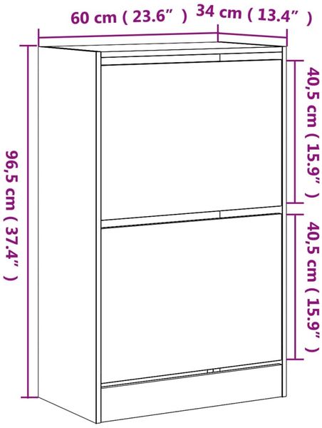 vidaXL Schuhschrank Weiß 60x34x96,5 cm Holzwerkstoff 839945 Bild 9