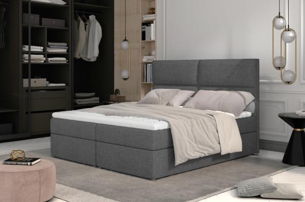 Boxspringbett HAZEL 180x200 cm Stoff Sawana Grau